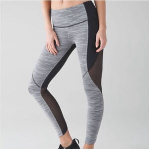 Lululemon Space Dye Grey Black Run With The Sun Tight Leggings Mesh